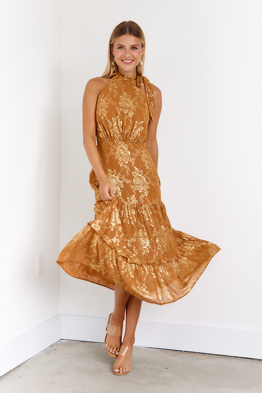Amanda Tie Neck Maxi Dress - fab'rik