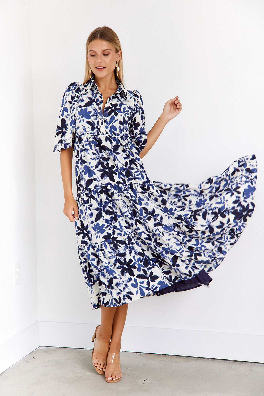 Athena Puff Sleeve Midi Dress - fab'rik