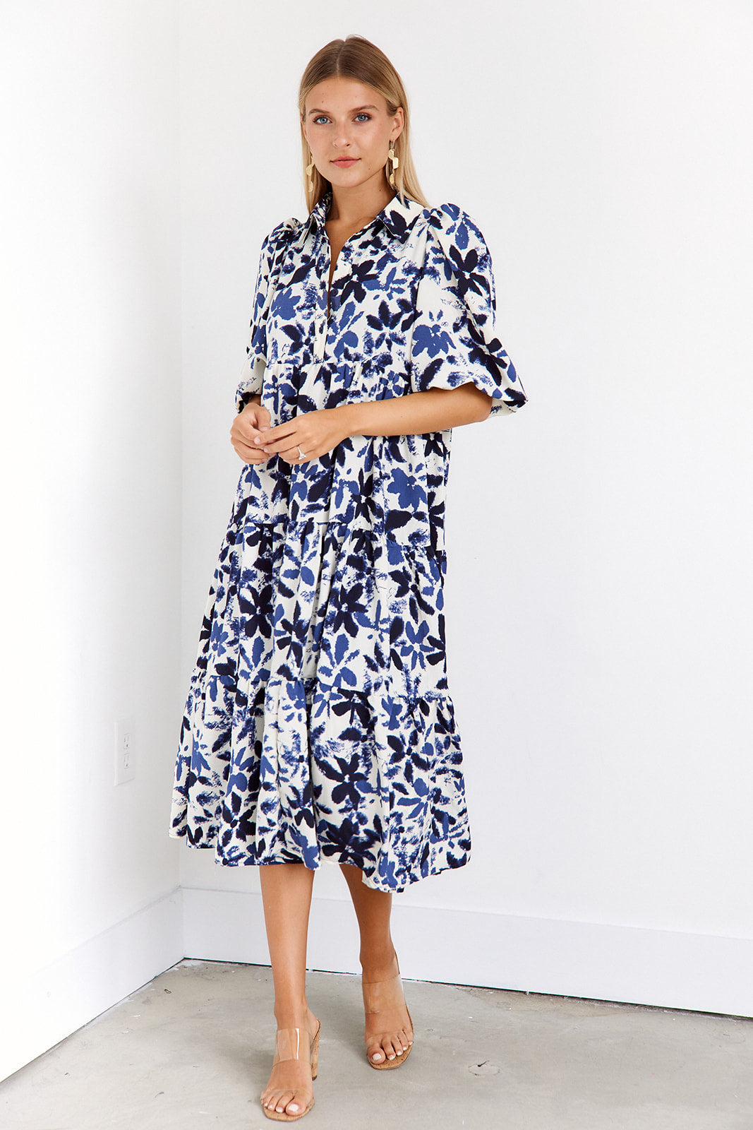Athena Puff Sleeve Midi Dress - fab'rik
