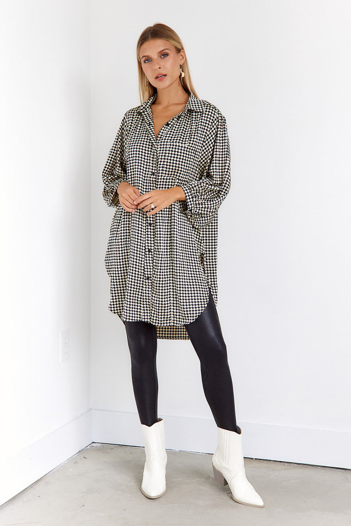 Larisa Houndstooth Printed Tunic - fab'rik