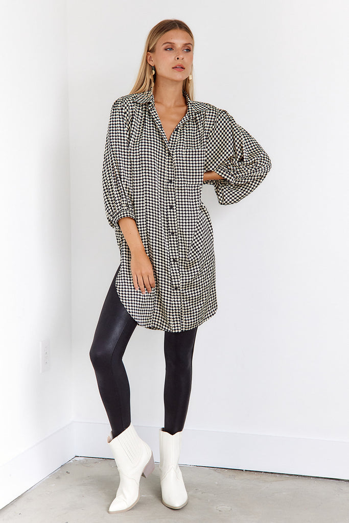 Larisa Houndstooth Printed Tunic - fab'rik