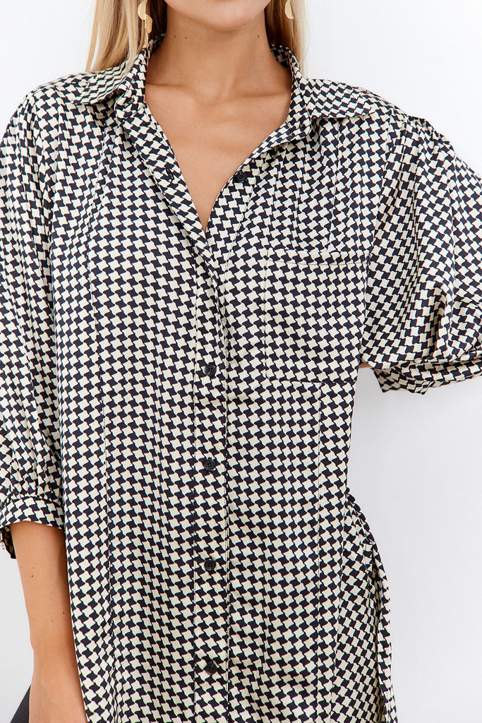 Larisa Houndstooth Printed Tunic - fab'rik