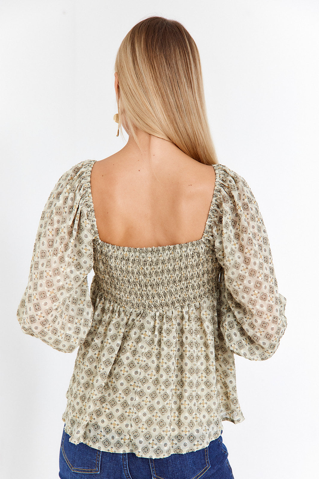 Kiera Geo Print Babydoll Top - fab'rik