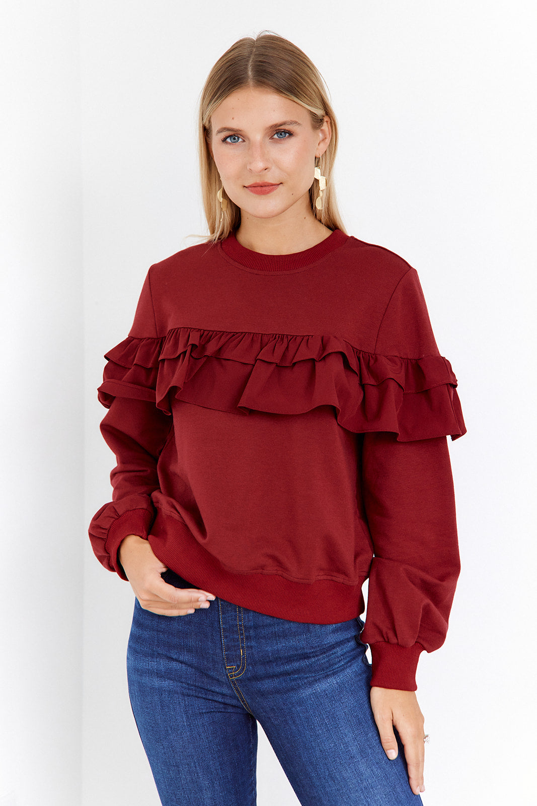 Sierra Ruffle Detail Sweatshirt - fab'rik