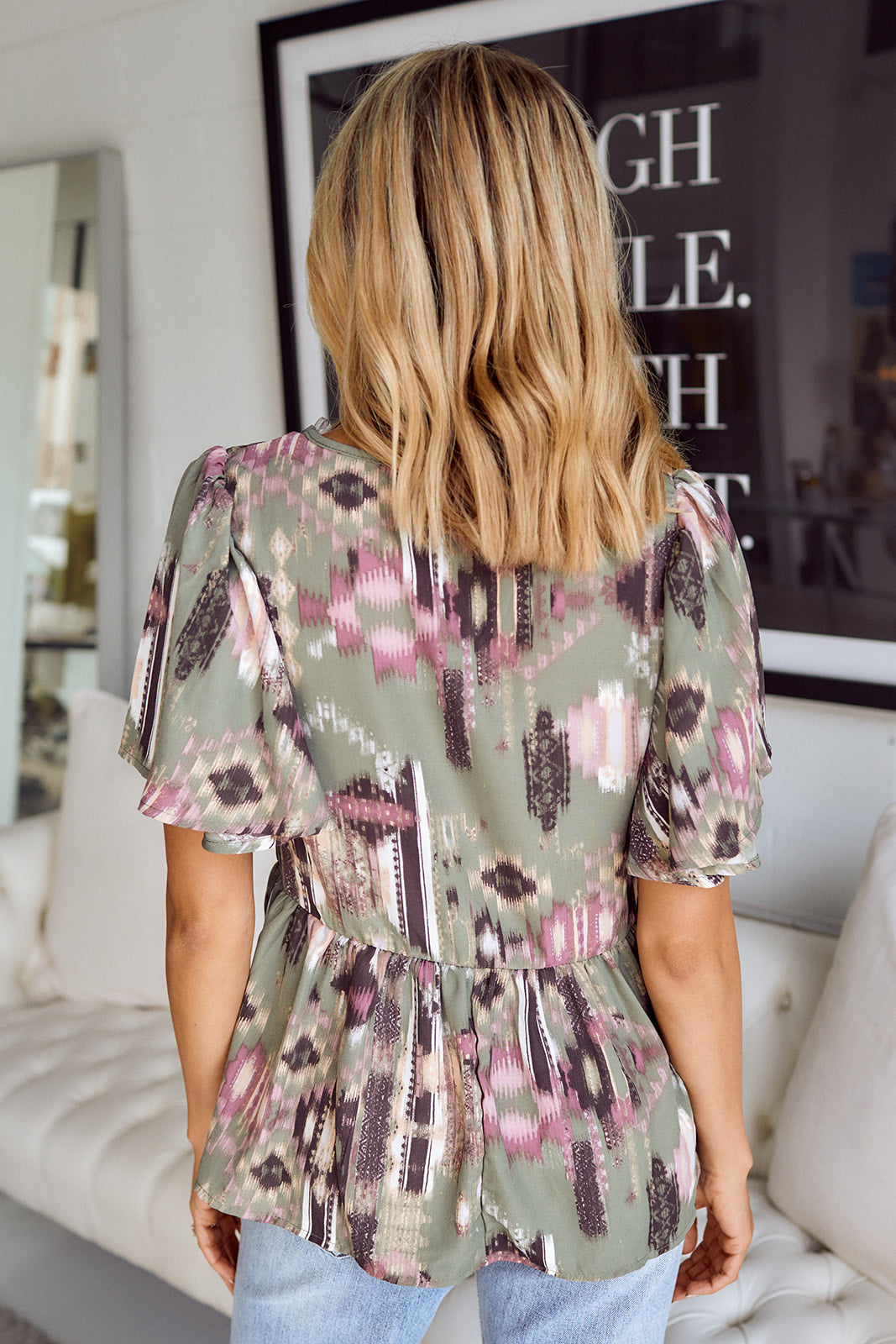 SALE - Covalie Aztec Printed Peplum Blouse - fab'rik