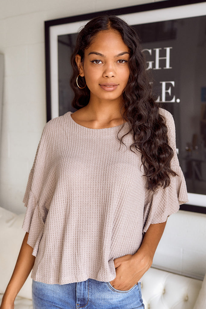 SALE - Montlie Waffle Knit Dolman Sleeve Top - fab'rik