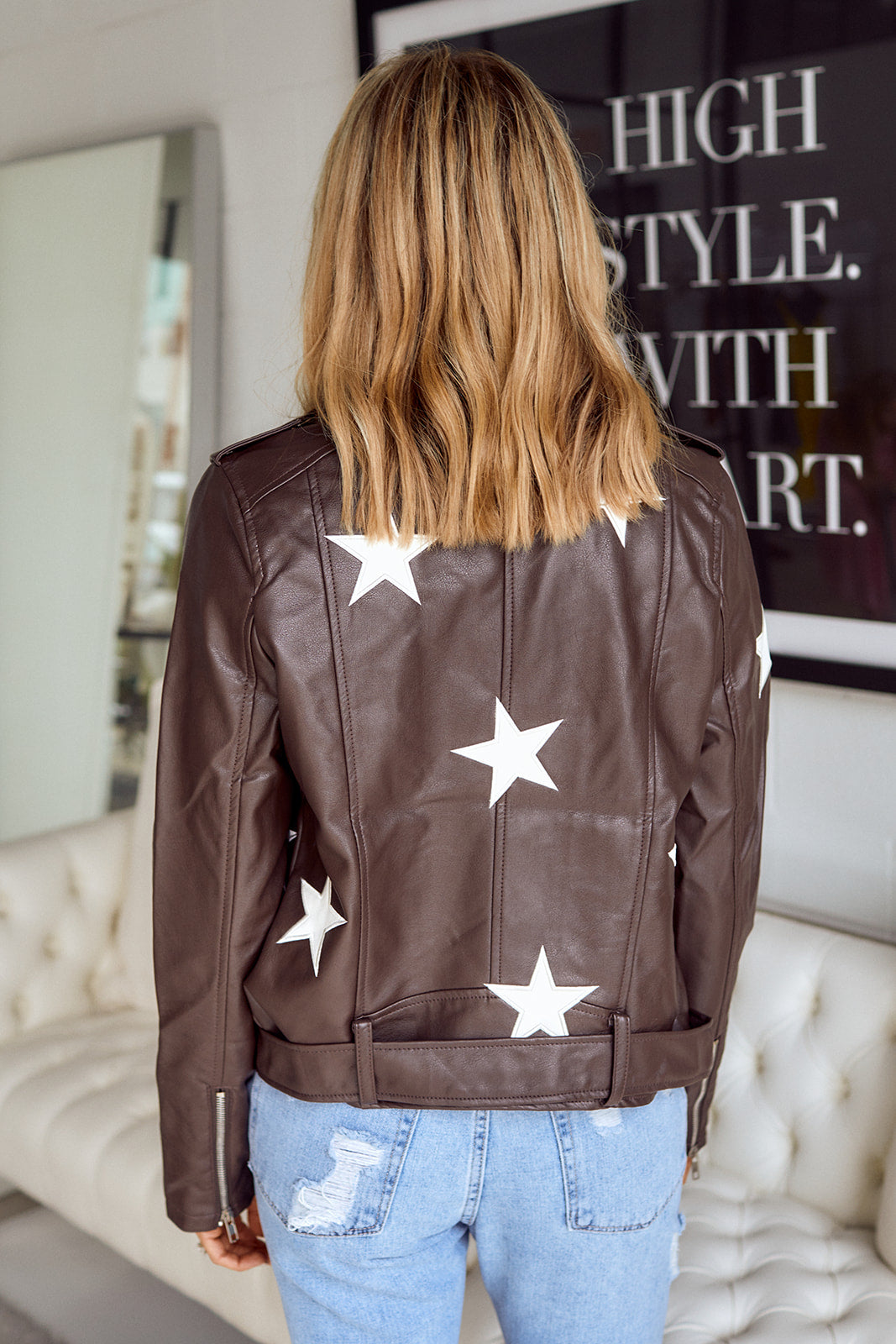 SALE - Lenci Star Faux Leather Jacket - fab'rik