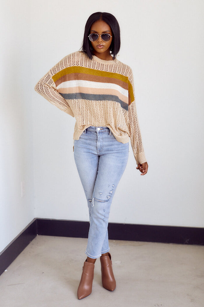 Stone Stripe Lightweight Sweater - fab'rik