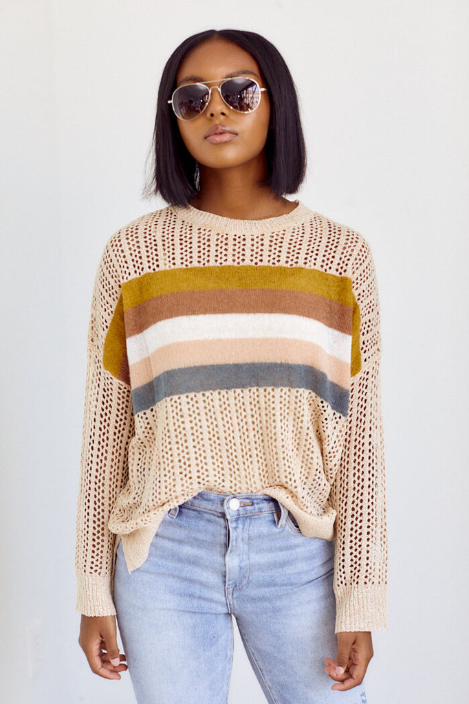 Stone Stripe Lightweight Sweater - fab'rik