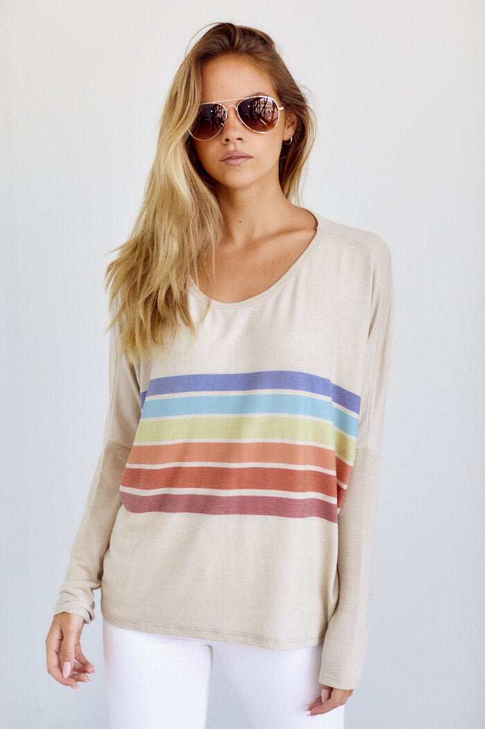 SALE - Jessy Multi Stripe Crew Neck Top - fab'rik