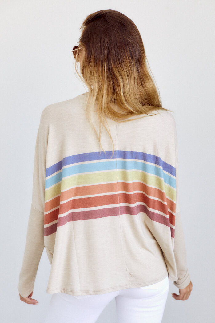 SALE - Jessy Multi Stripe Crew Neck Top - fab'rik