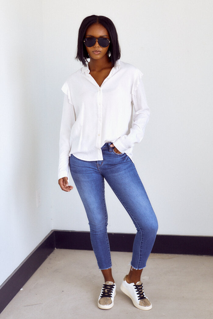 PreOrder Lovina Ruffle Detail Button Down Blouse - fab'rik