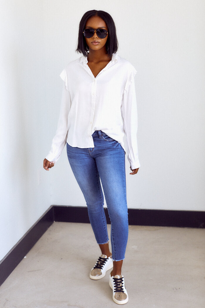 PreOrder Lovina Ruffle Detail Button Down Blouse - fab'rik