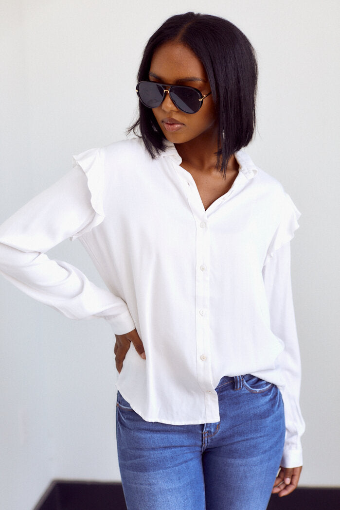 PreOrder Lovina Ruffle Detail Button Down Blouse - fab'rik