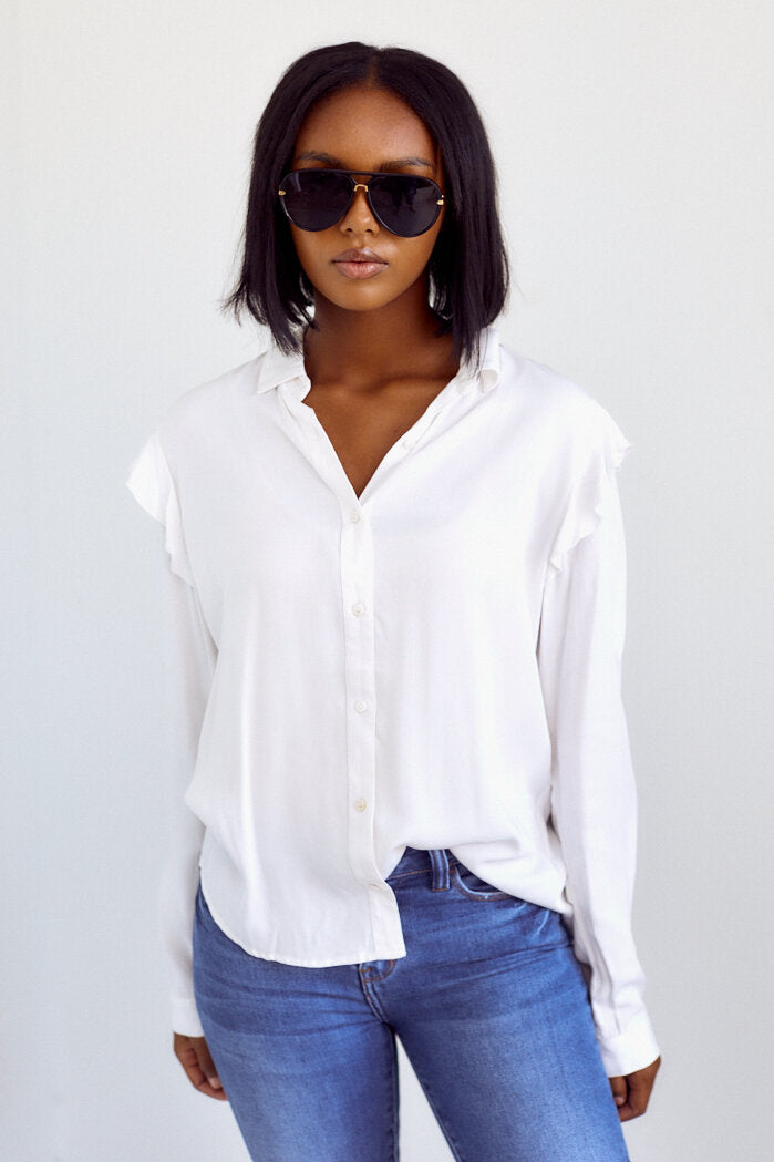 PreOrder Lovina Ruffle Detail Button Down Blouse - fab'rik