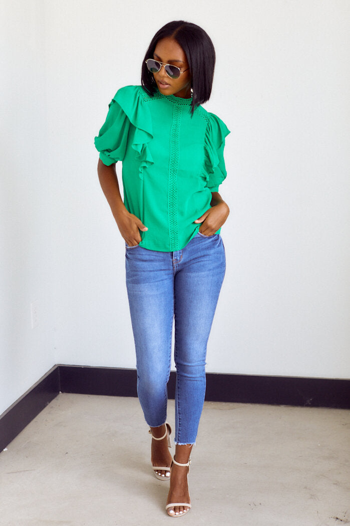 SALE - Avia Ruffle Detail Blouse - fab'rik