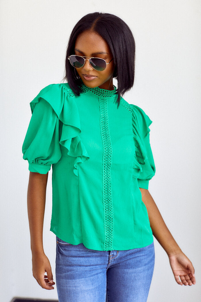 SALE - Avia Ruffle Detail Blouse - fab'rik