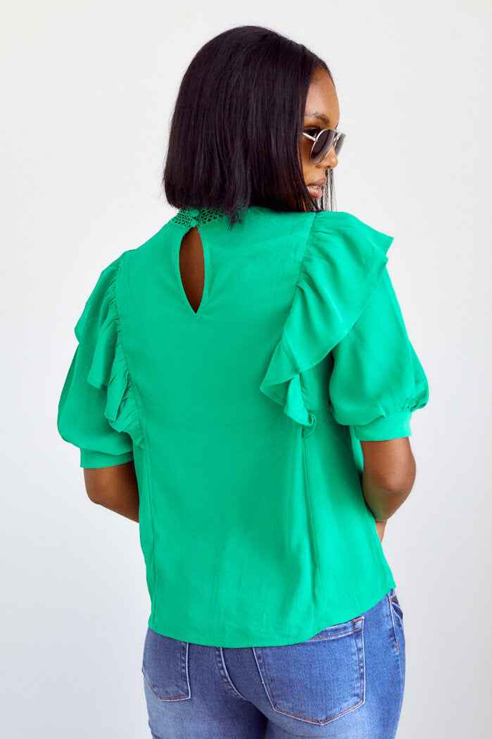 SALE - Avia Ruffle Detail Blouse - fab'rik