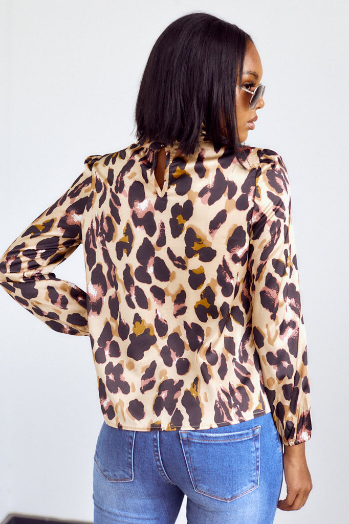 Ames Leopard Print Long Sleeve Blouse - fab'rik