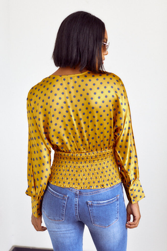 Arizona Smocked Polka Dot Blouse - fab'rik