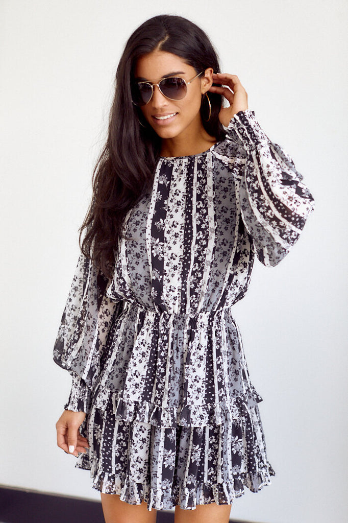 Chellie Printed Long Sleeve Dress - fab'rik
