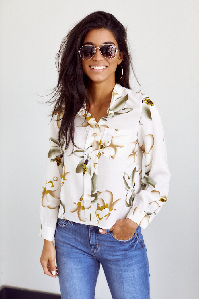 PreOrder France Long Sleeve Button Down Blouse - fab'rik