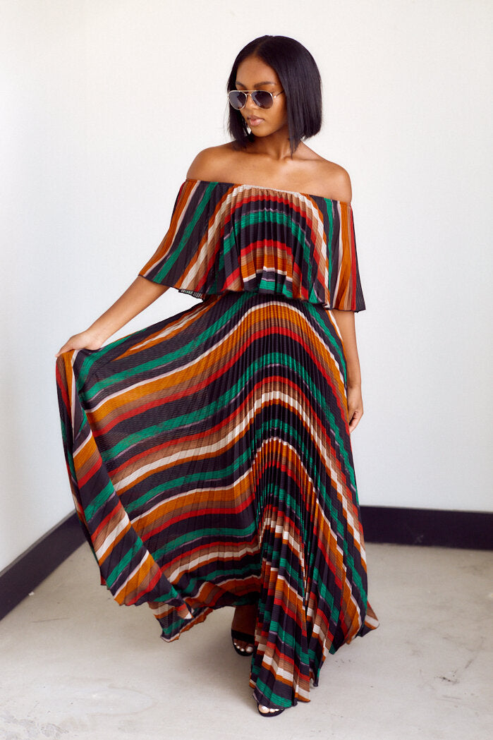 Elodie Off The Shoulder Striped Maxi - fab'rik