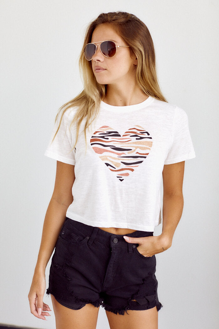 PreOrder Shani Zebra Print Heart Tee - fab'rik