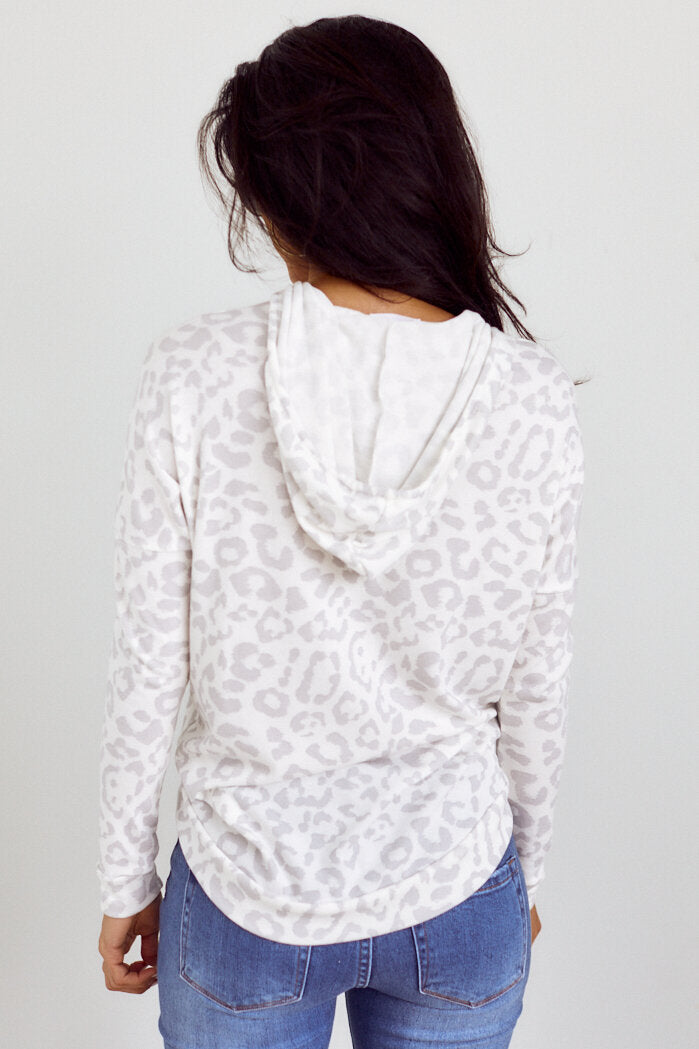 SALE - Vita Leopard Print Long Sleeve Hoodie - fab'rik