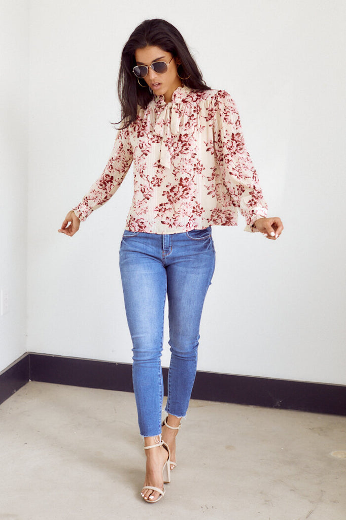 SALE - Constance Floral Long Sleeve Blouse - fab'rik