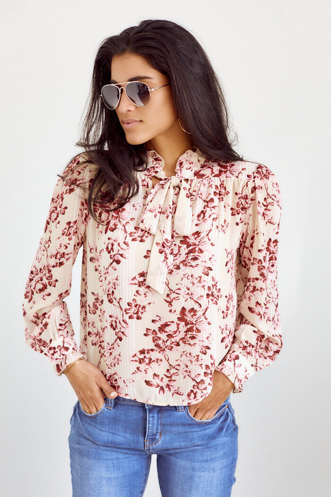 SALE - Constance Floral Long Sleeve Blouse - fab'rik