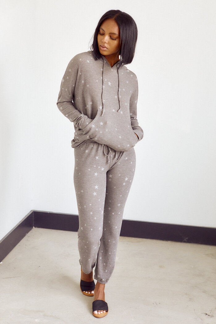 Ciara Star Print Fleece Sweatpants - fab'rik