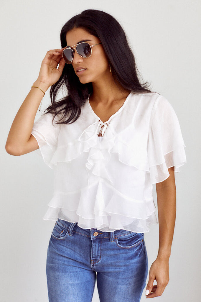 SALE - Kempsey Ruffle Detail Blouse - fab'rik