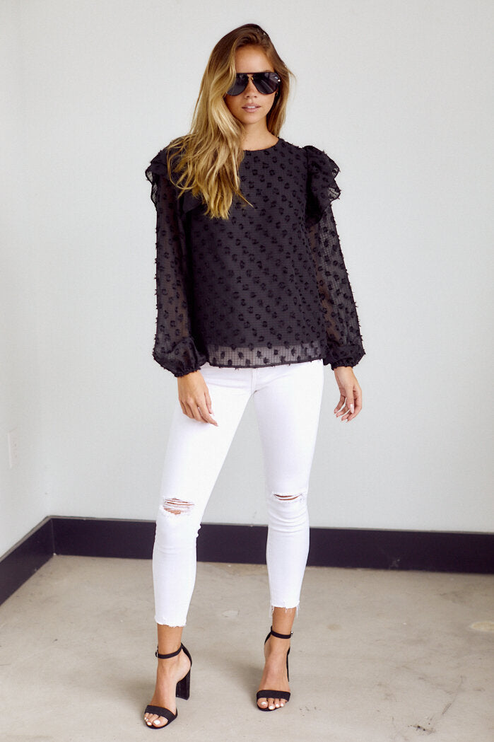 Fulton Ruffle Detail Textured Blouse - fab'rik