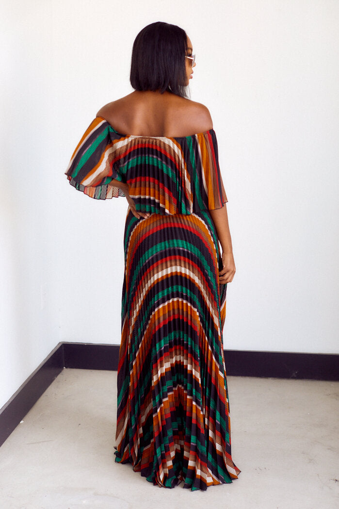 Elodie Off The Shoulder Striped Maxi - fab'rik