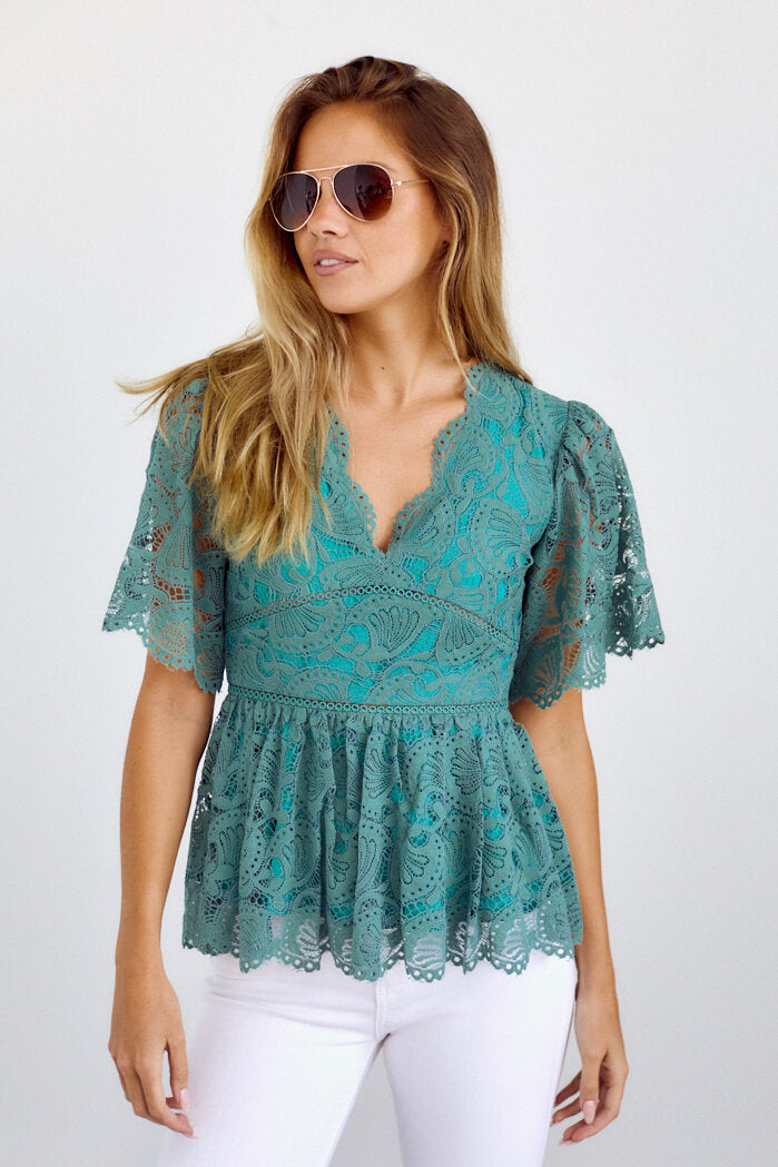 PreOrder Pauline Lace V Neck Blouse - fab'rik