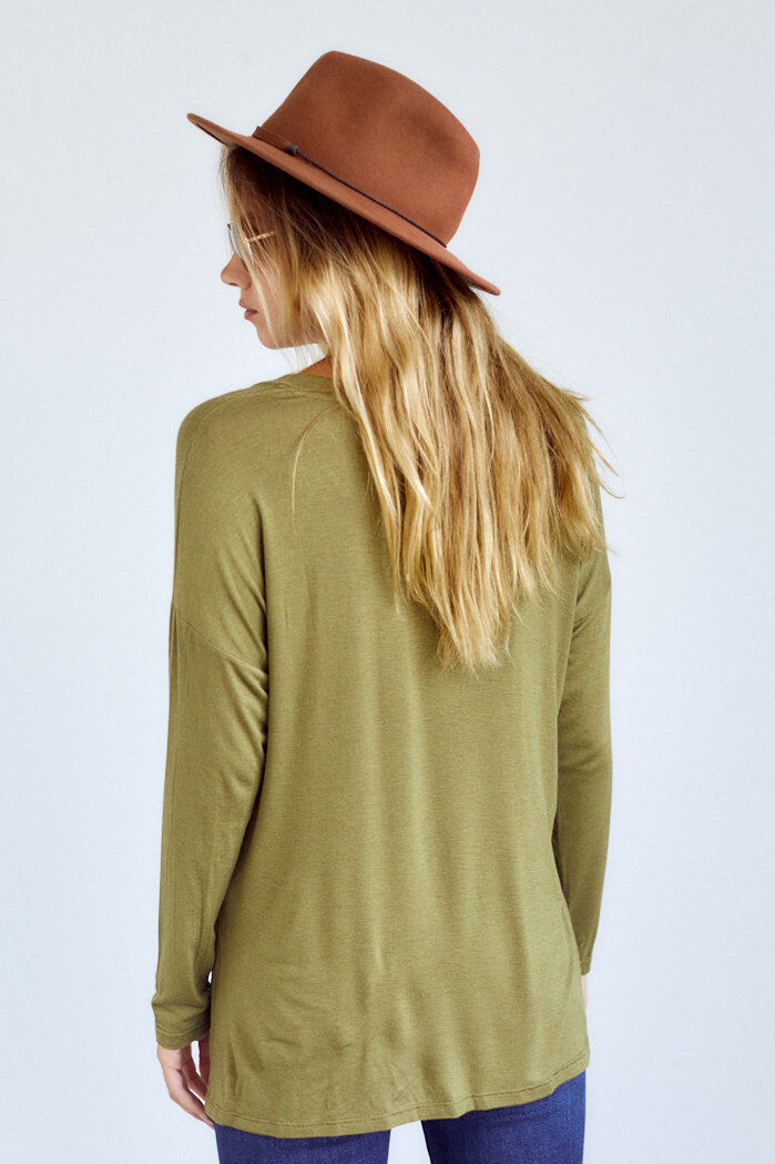 SALE - Kenmore Long Sleeve Side Slit Tee - fab'rik