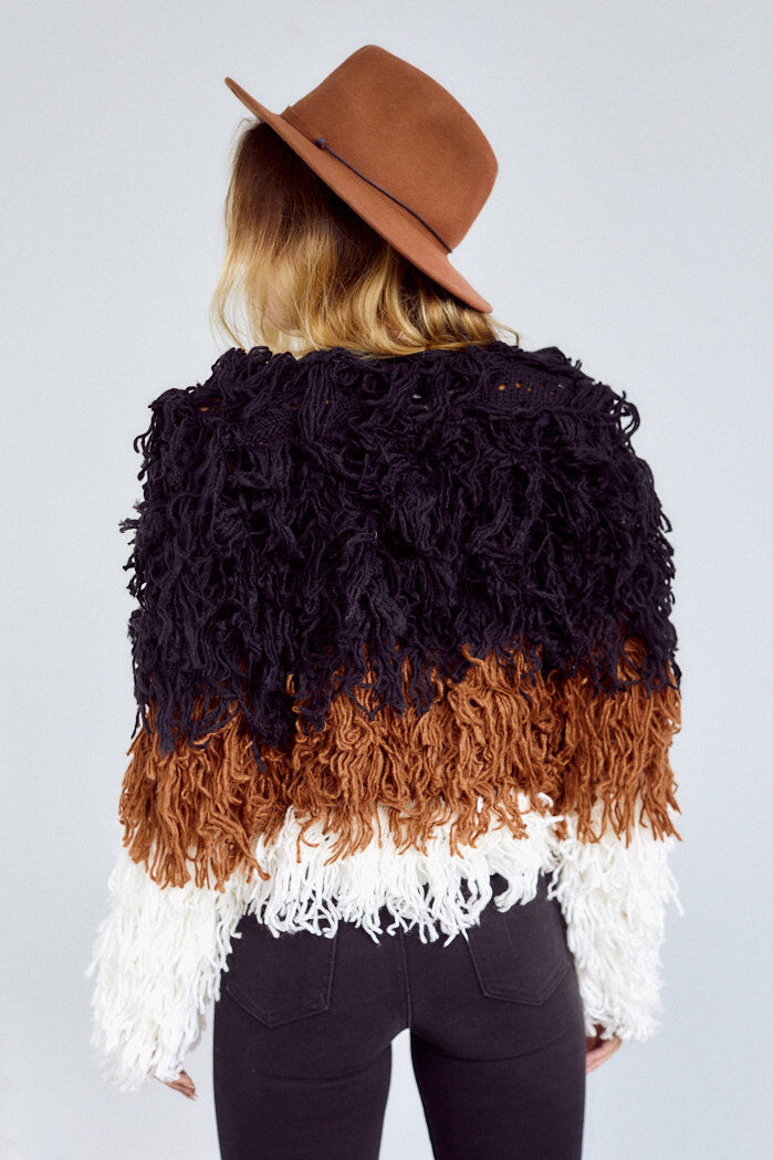 Cerrito Fringe Colorblock Cardigan - fab'rik