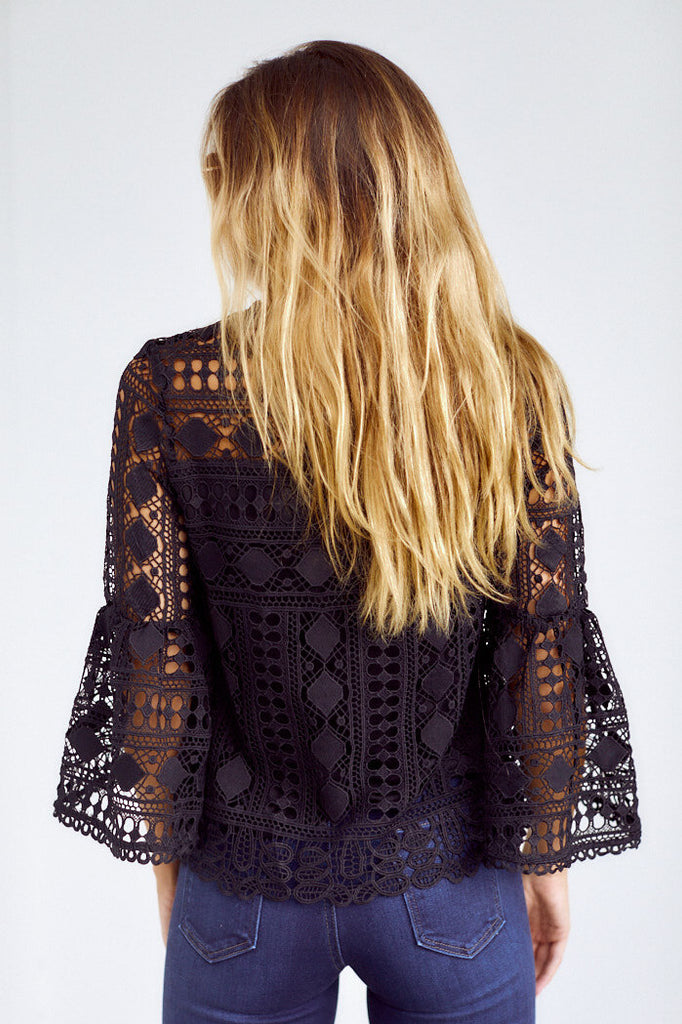 SALE - Callum Lace Bell Sleeve Woven Top - fab'rik
