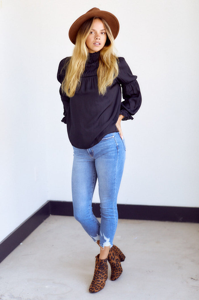 SALE - Larkyn High Neck Smocked Top - fab'rik