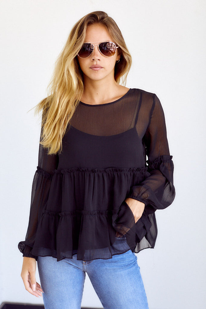 SALE - Loyola Sheer Tiered Blouse - fab'rik