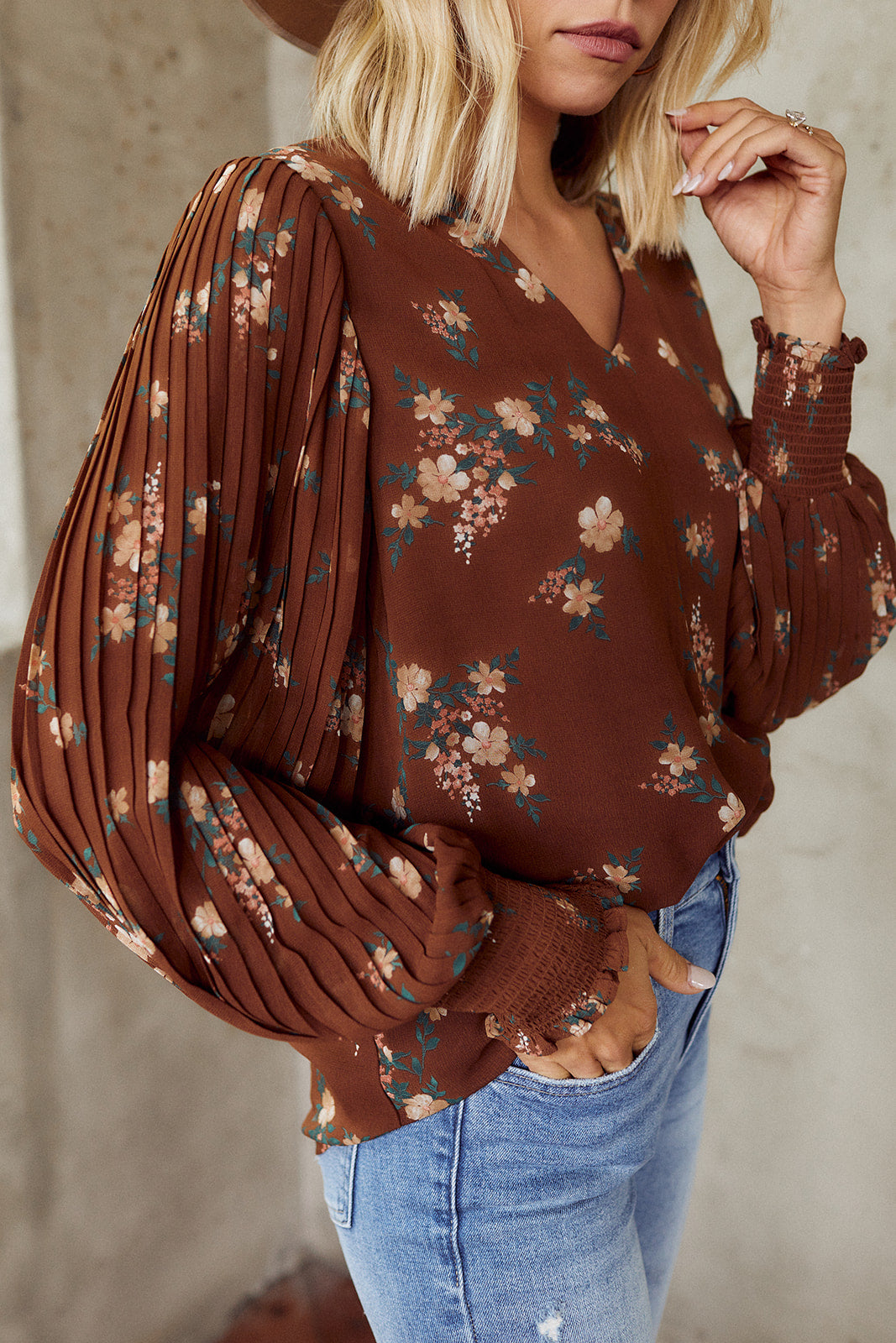 Albani Pleated Sleeve Blouse - fab'rik