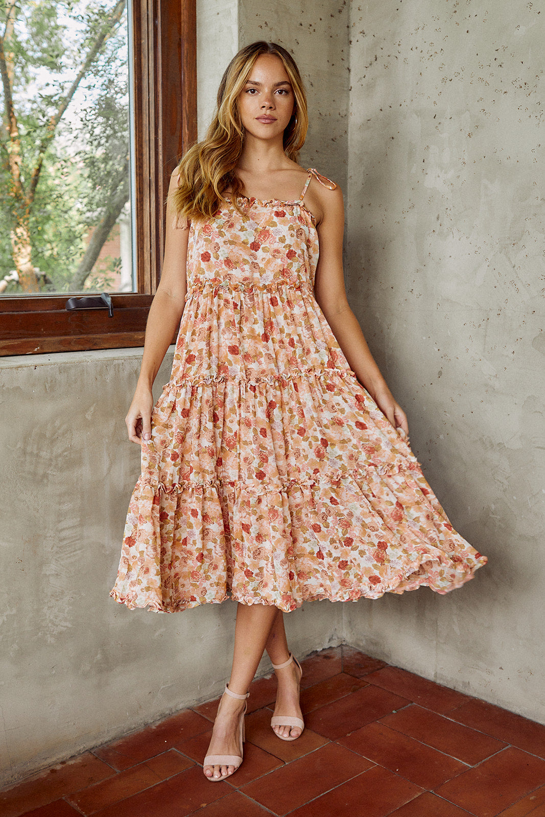 Wynsley Printed Tiered Midi Dress - fab'rik