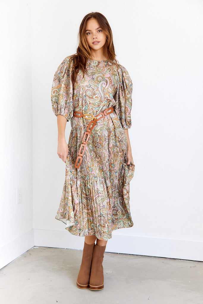 Kincade Puff Sleeve Midi Dress - fab'rik