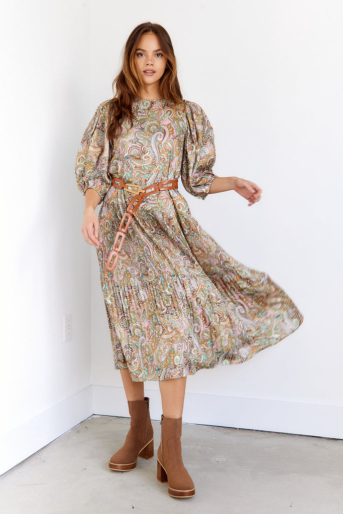 Kincade Puff Sleeve Midi Dress - fab'rik