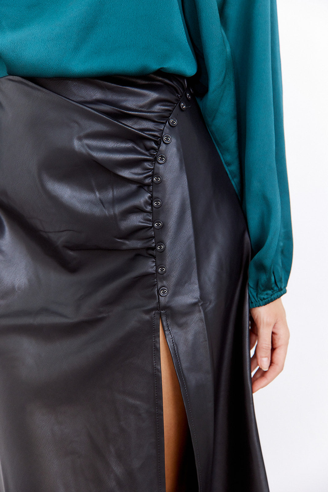 Kailin Leather Midi Skirt - fab'rik