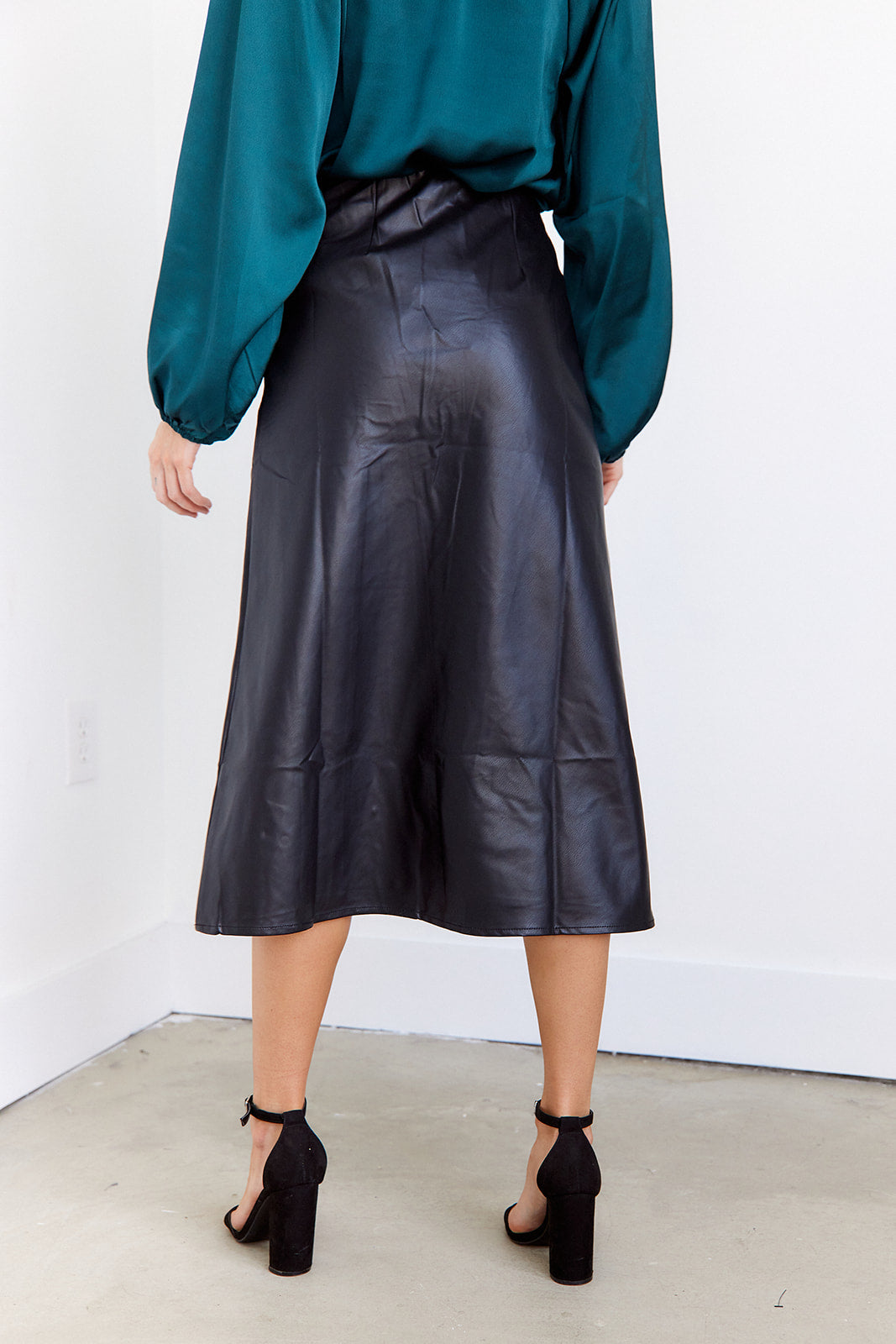 Kailin Leather Midi Skirt - fab'rik