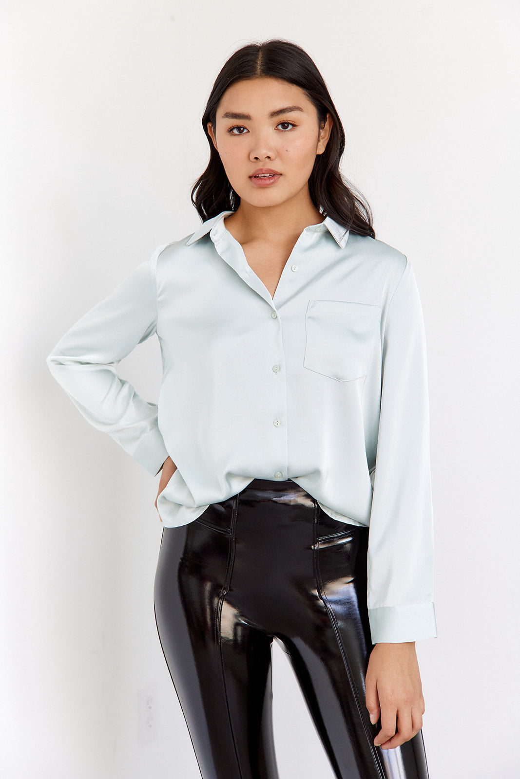 Chapman Satin Button Down Blouse - fab'rik