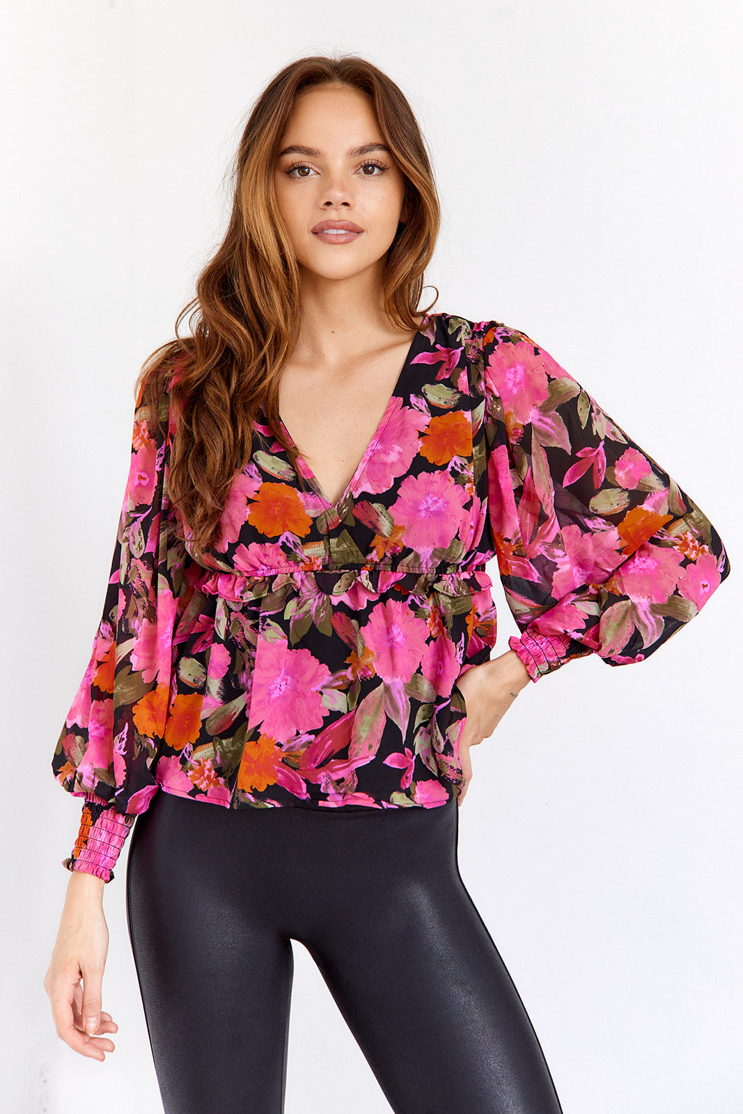 Haley V Neck Floral Top - fab'rik