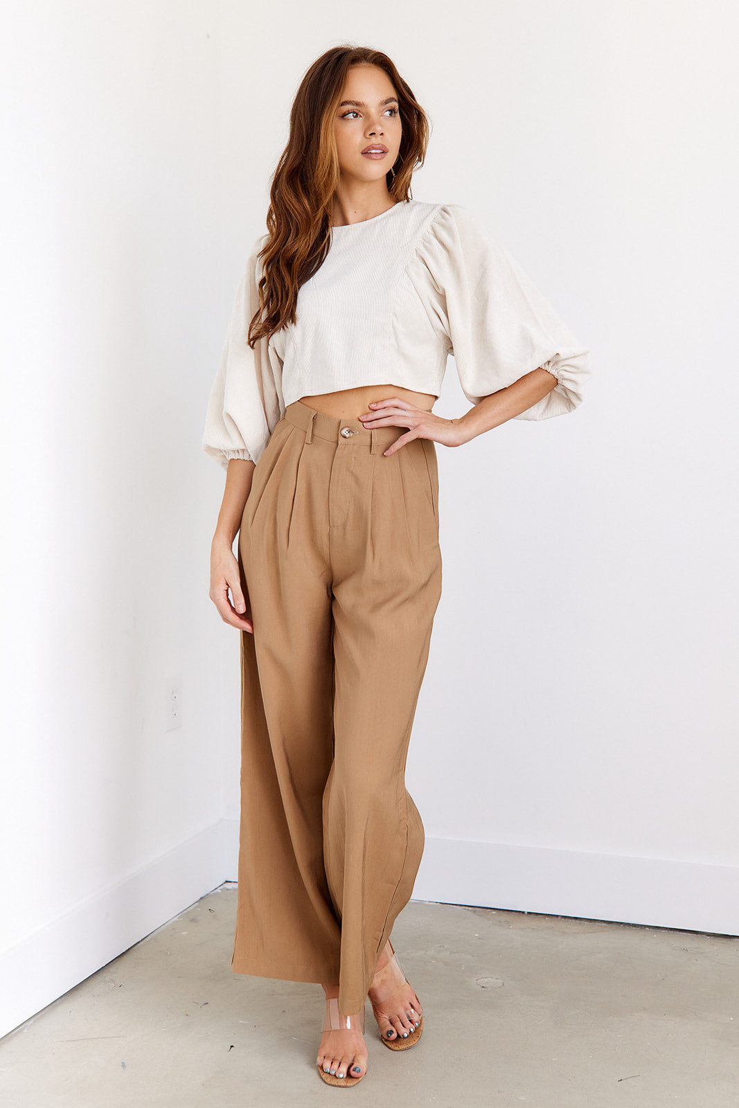 Kaylin Puff Sleeve Corduroy Top - fab'rik